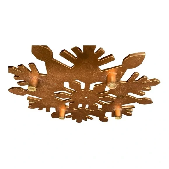 Copper finish snowflake kitchen trivet 4 rubber coated feet 10“ diameter. - Picture 8 of 9